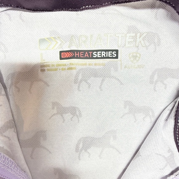 Ariat Sunstopper Girls 1/4 Zip Top - Lavender Mist Horse Print Size L - Picture 7 of 10